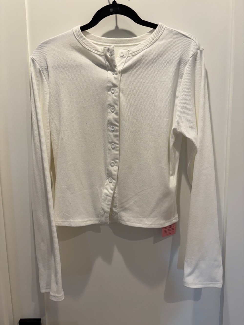 Women's White Long-Sleeve Button-Front Tee